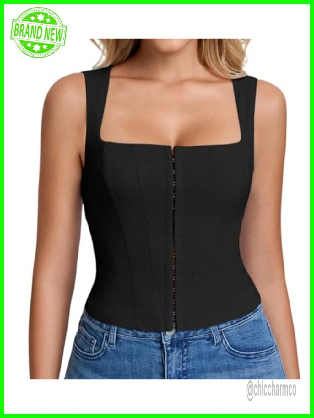 KUTUMAI Corset Top Square Neck Bustier Tank Top Summer Y2K Going Out Crop Top